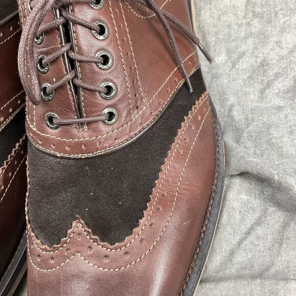 Johnston & Murphy Men 11 M Brown Leather Suede Oxford Lace Shoes Flex System - Picture 3 of 10